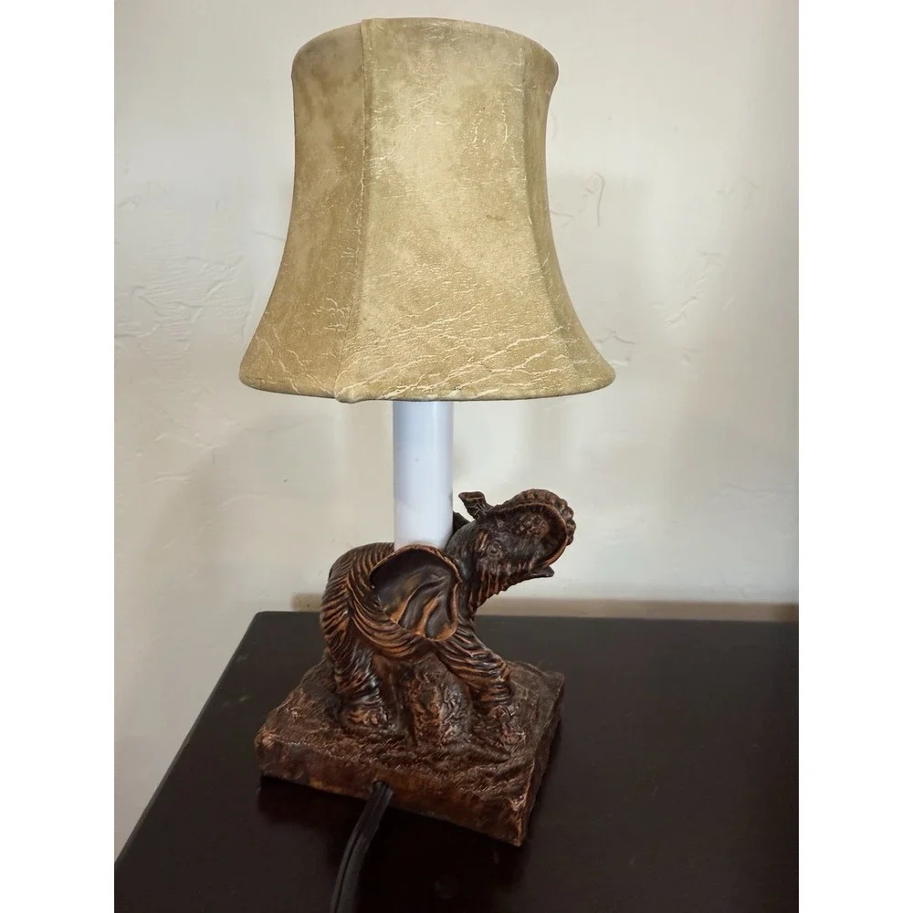 Vintage Elephant Table Lamp Operational ~10